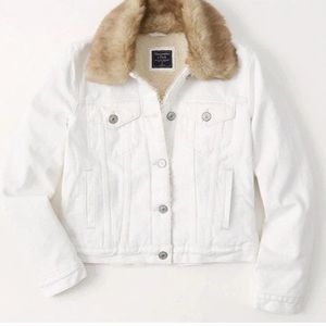 Abercrombie & Fitch White Fur Denim Jacket Size XS